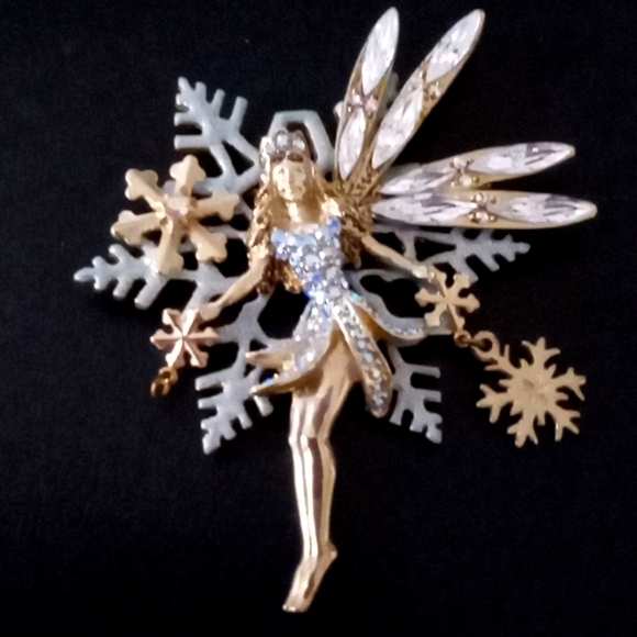 KIRKS FOLLY WINTER SNOWFLAKE FAIRY BROOCH - Picture 1 of 8